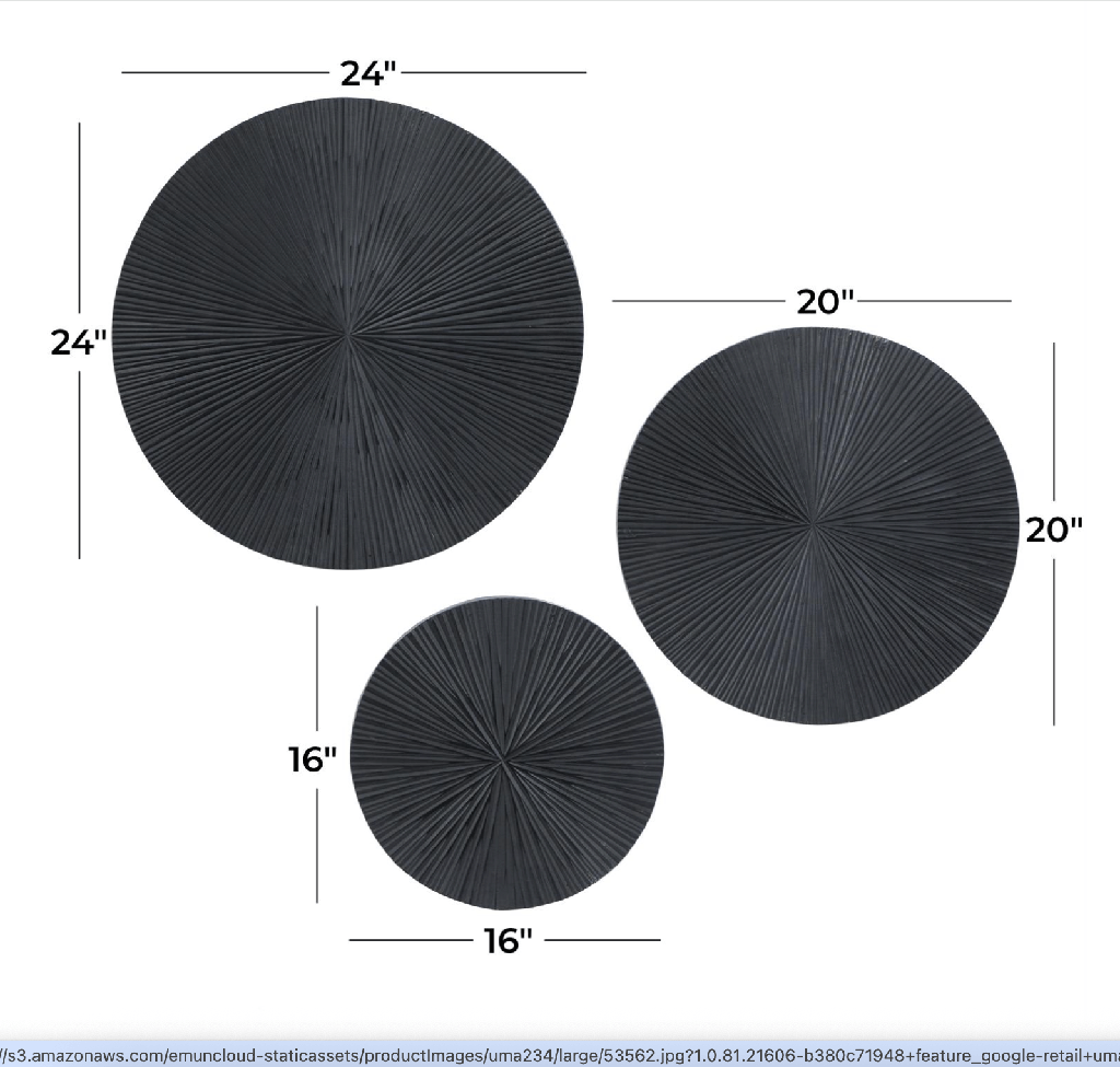 Set de 3 discos de madera negros