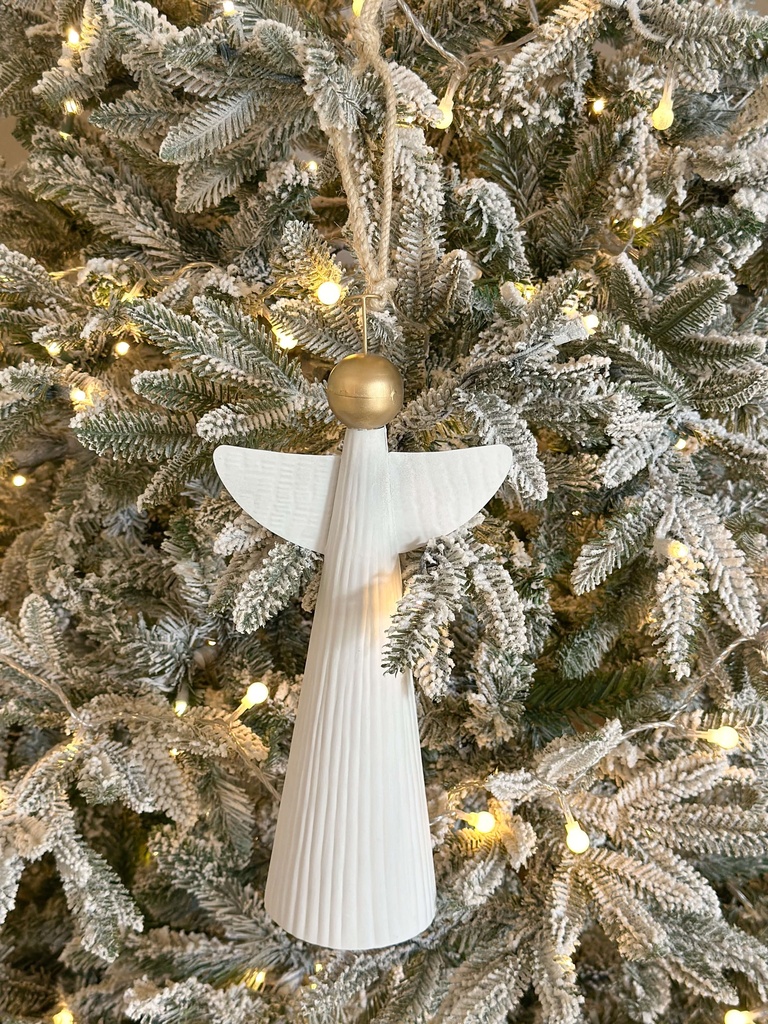 Angel blanco y dorado de metal