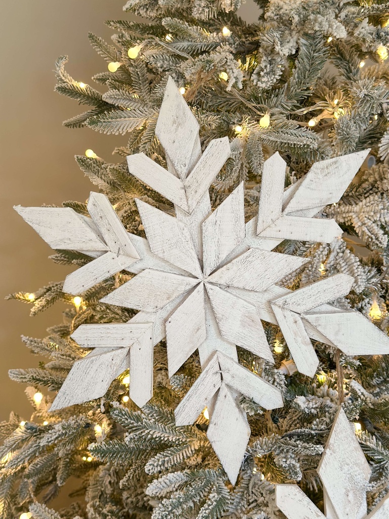 Snowflake blanco de madera