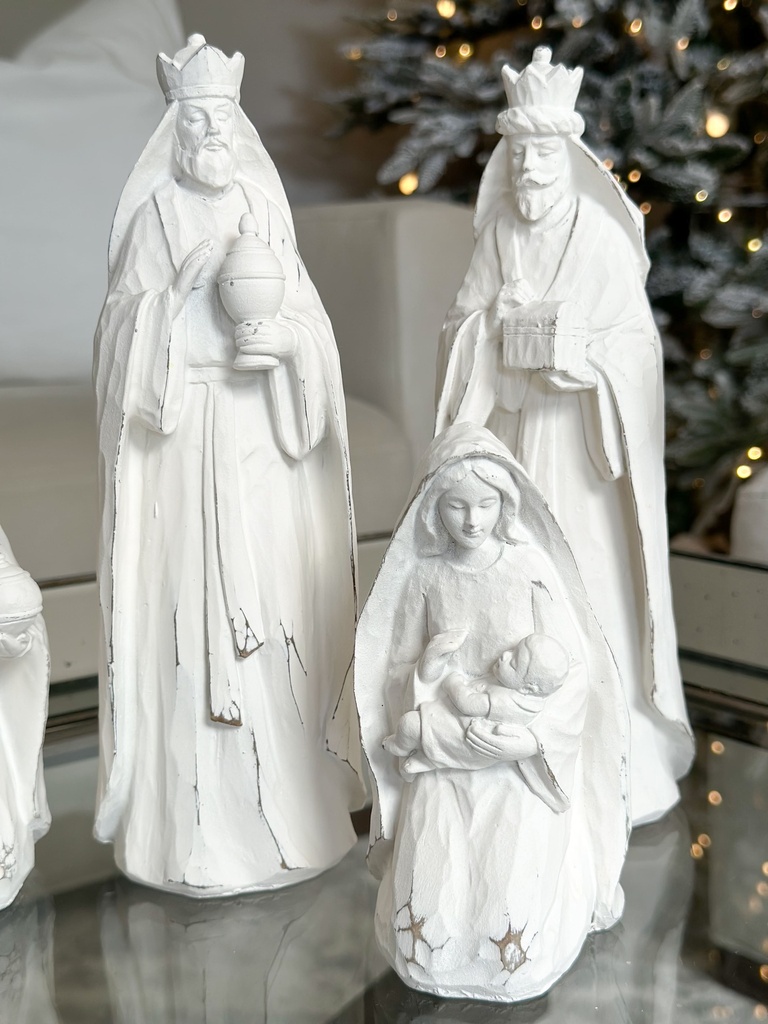 Nacimiento tallado blanco 5 piezas