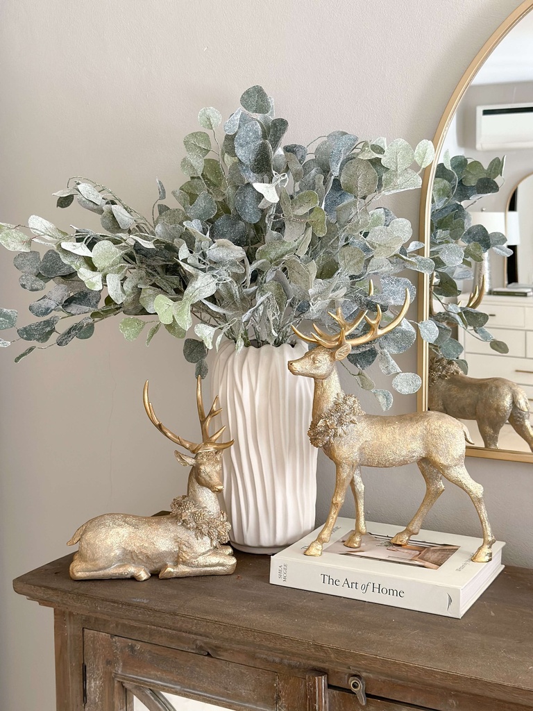 Set de 2 venados dorados con corona