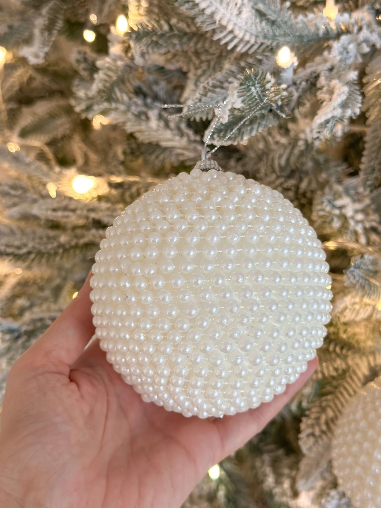 Set de 2 esferas blancas con perlas