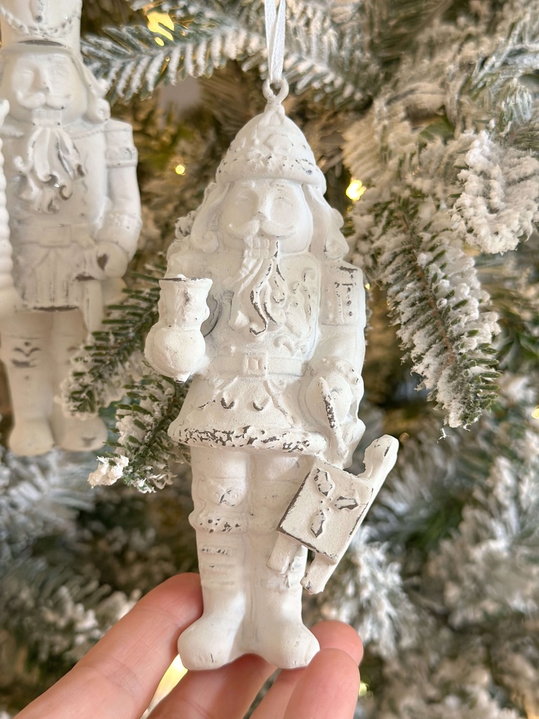 Set de 3 ornamentos blancos de santa