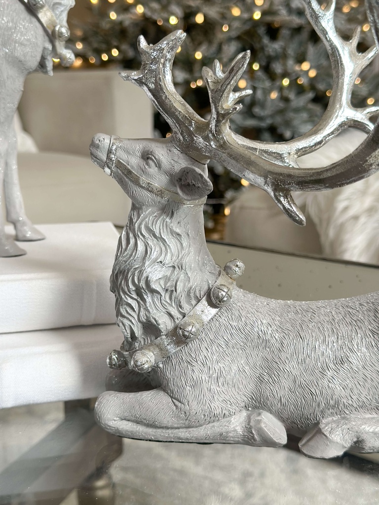 Set de 2 venados gris lavados con escarcha