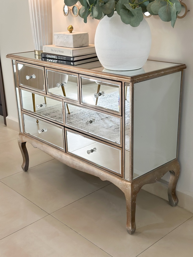 Consola espejada antigua con gavetas