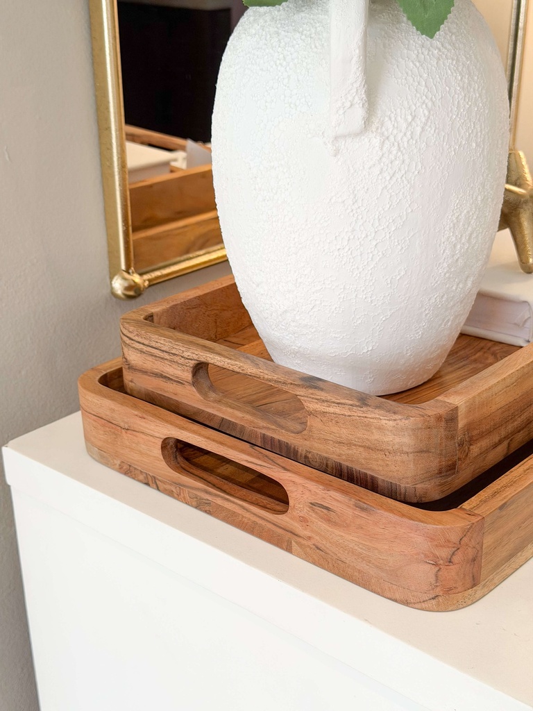 Bandejas rectangulares de madera (2 Tamaños)