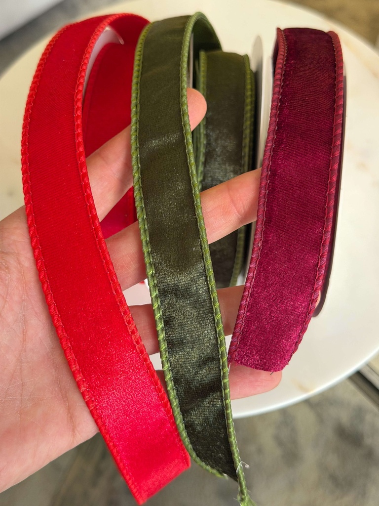 Rollo de cinta velvet de 1 pulgada (3 Colores)