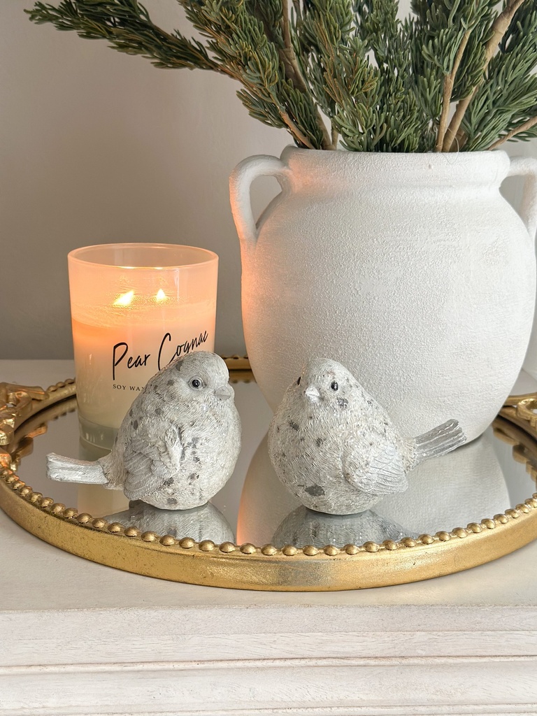 Set de 2 pajaros antique nevados