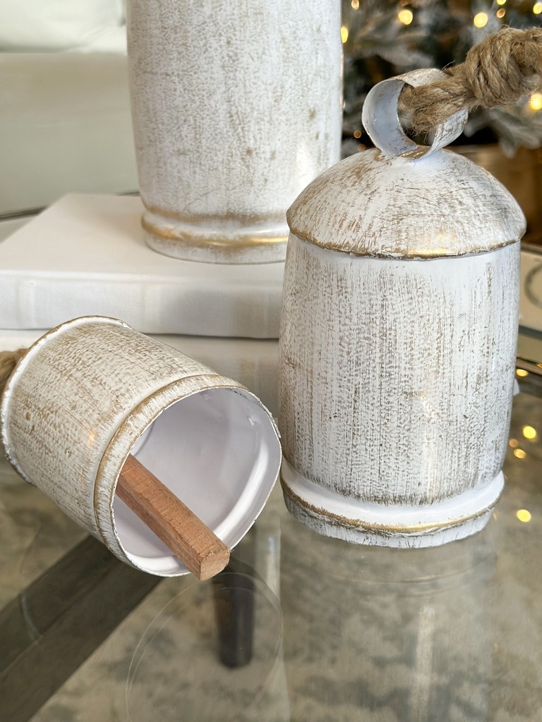 Set de 3 campanas blancas con dorado