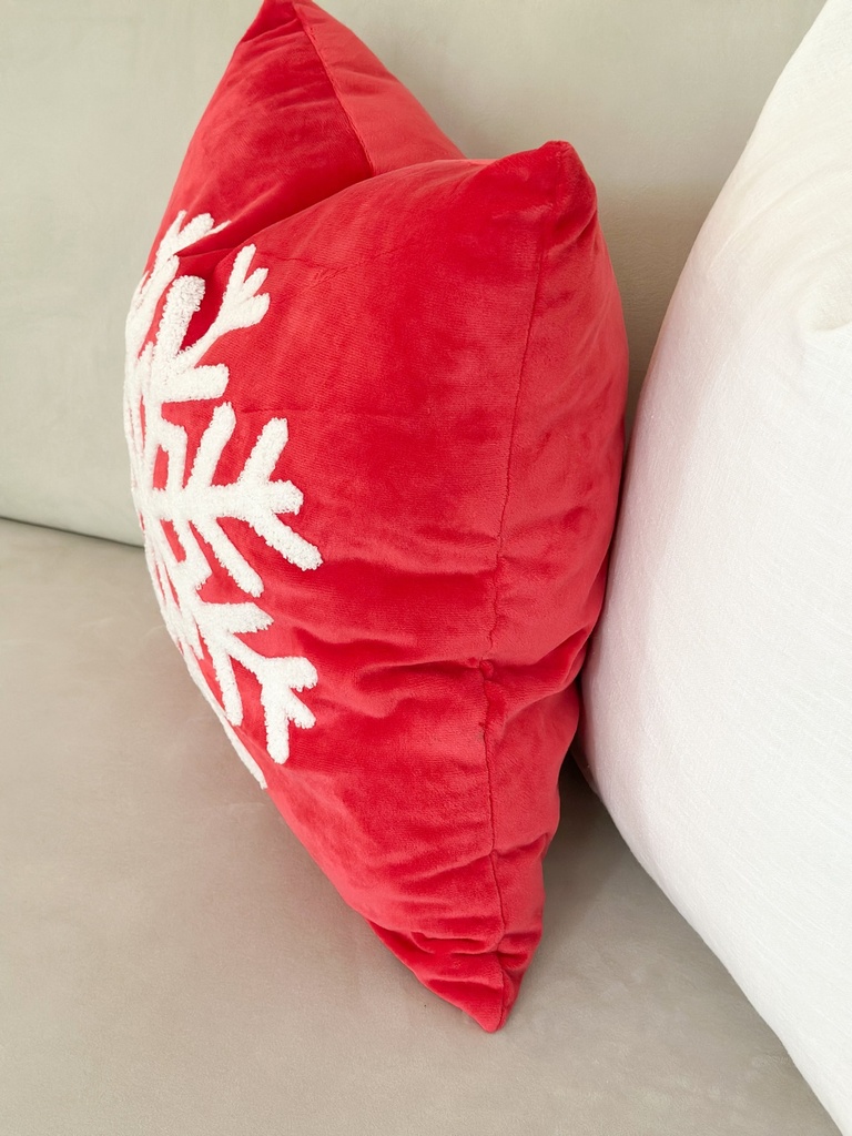 Cojin velvet rojo y blanco navideño