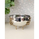 Bowl en pedestal dorado con flor