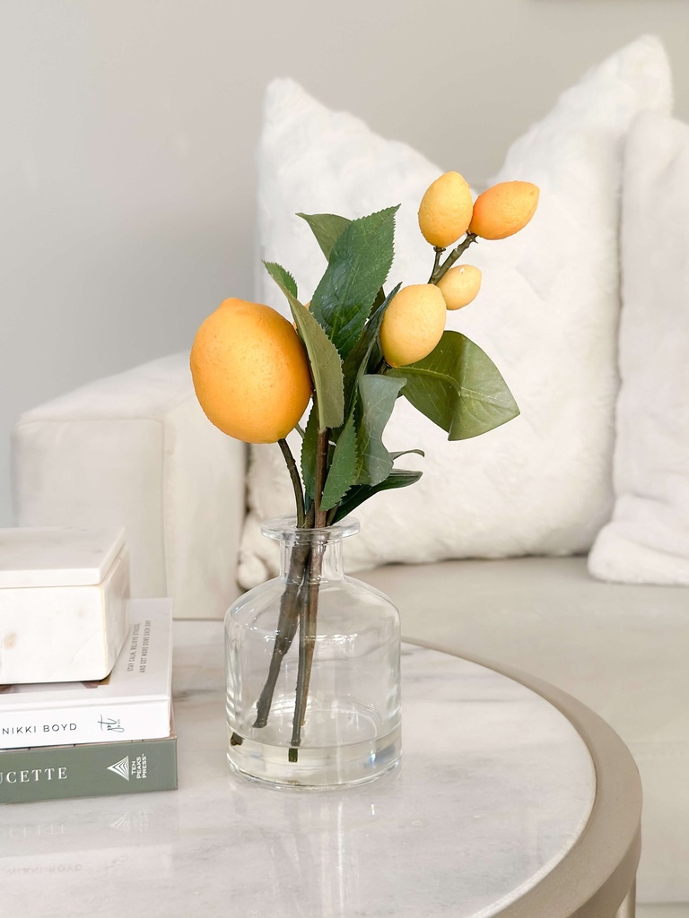 Jarron con limones decorativos