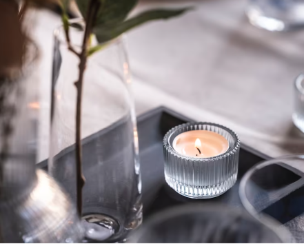 Portavela para candela tealight de vidrio