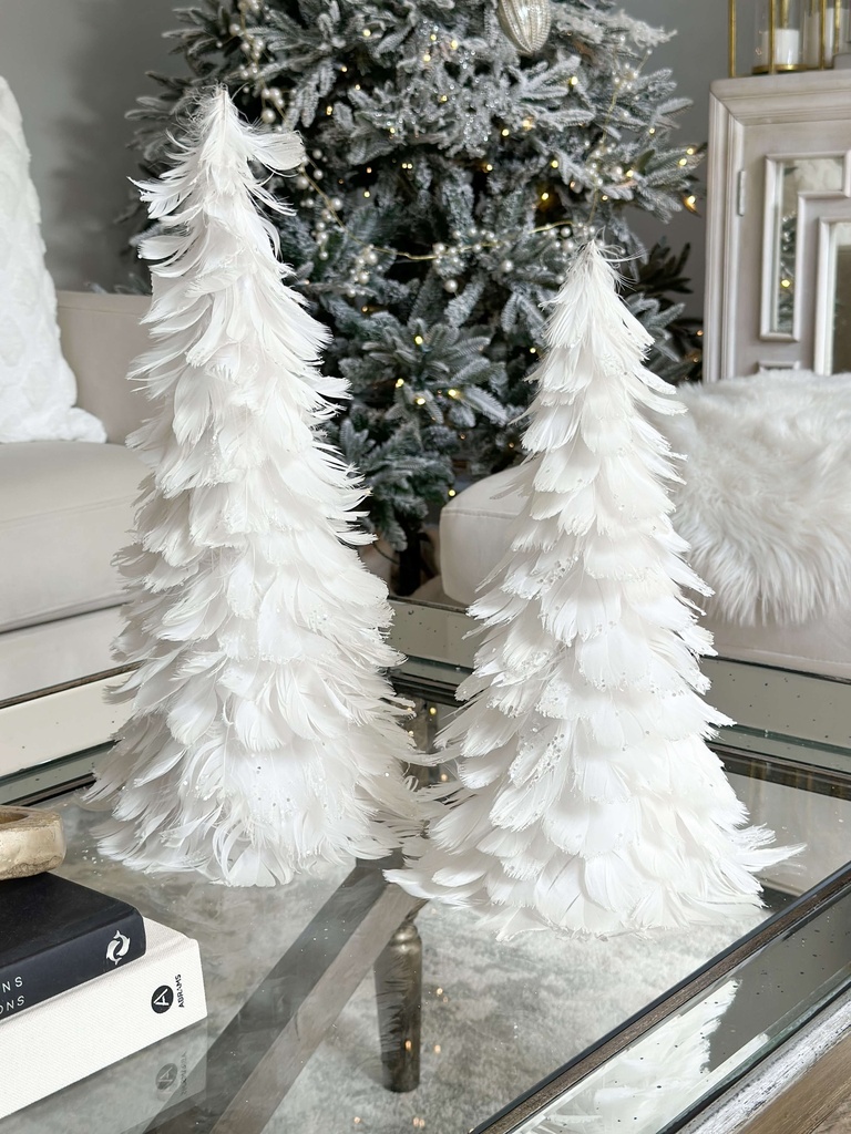 Set de 2 arboles de plumas blancas