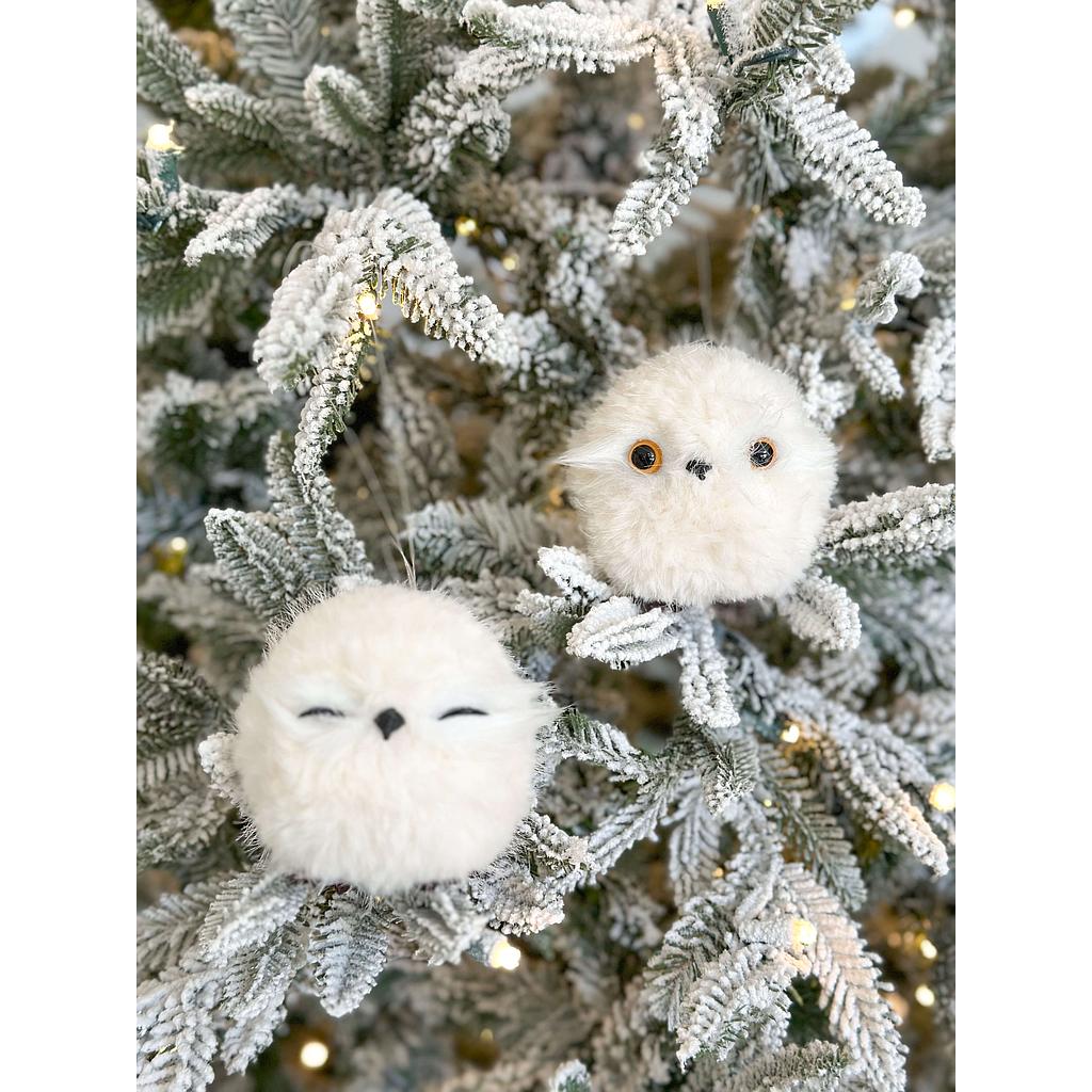 Set de 2 buhos fluffy blancos