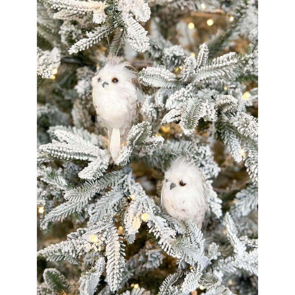 Set de 2 mini buhos blancos rayas cafes