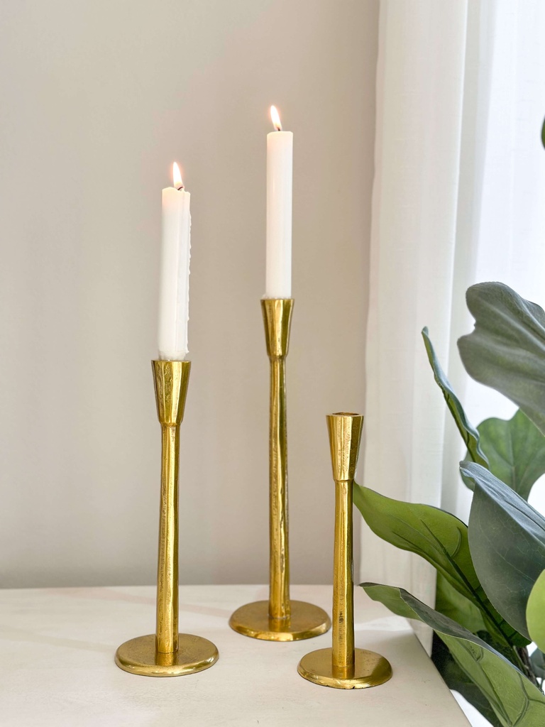 Set de 3 Candelabros dorados de metal