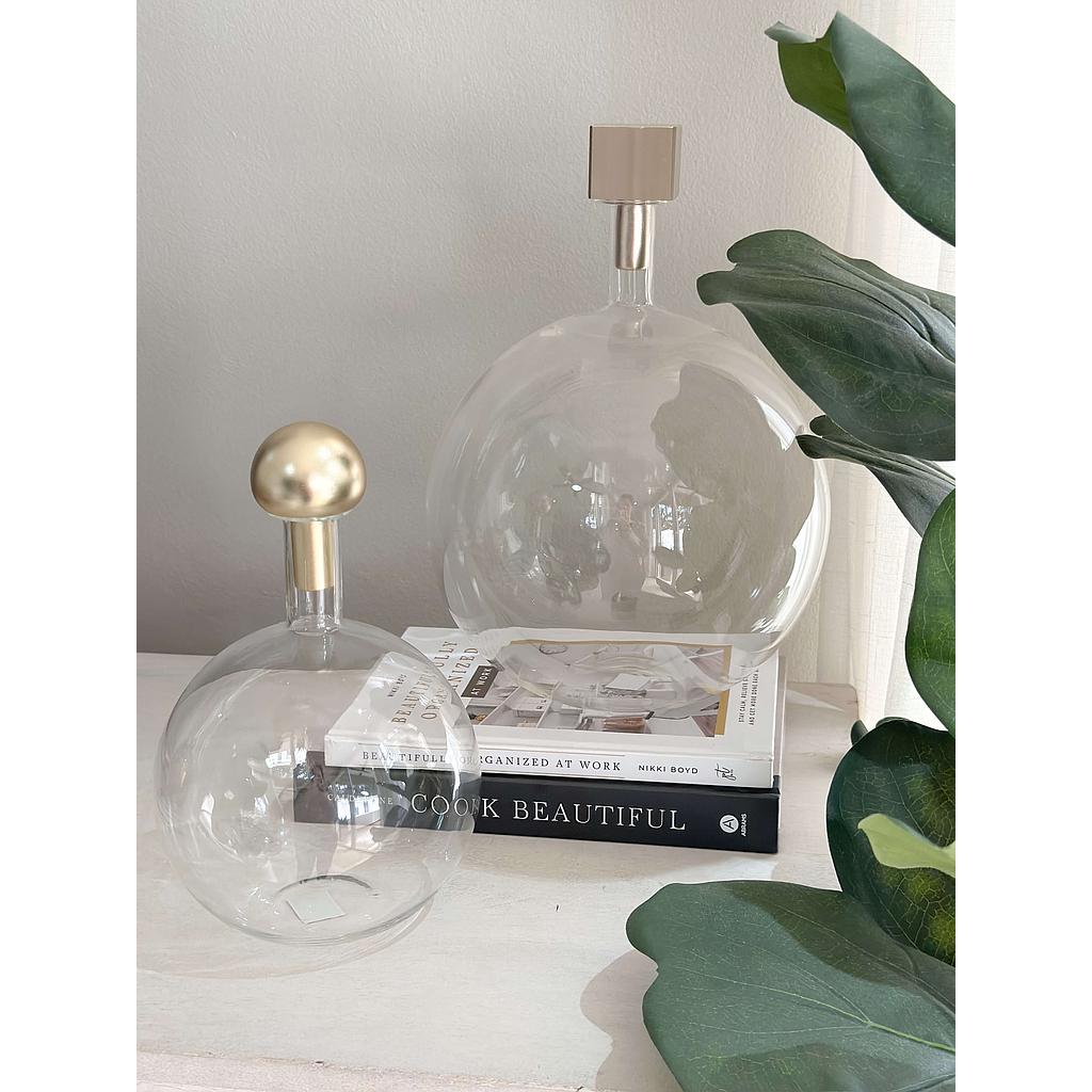 Botella de Cristal Tapon Dorado