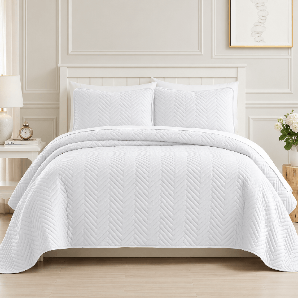 Quilt Set Chevron Blanco