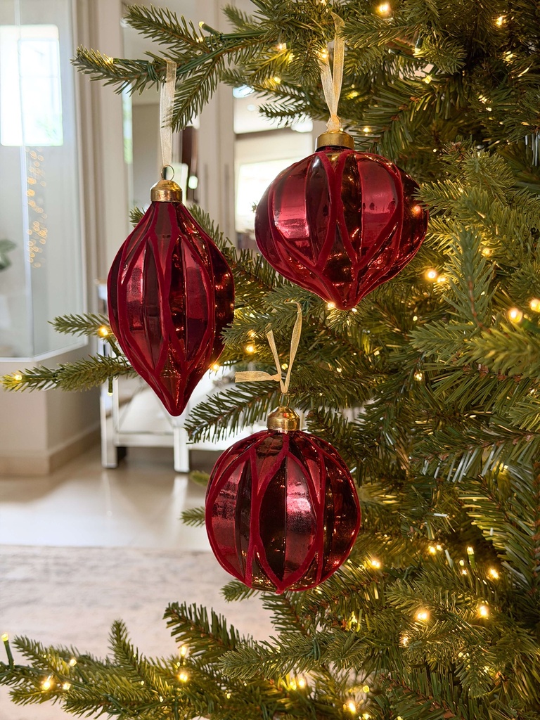 Set de 3 ornamentos Burgundy