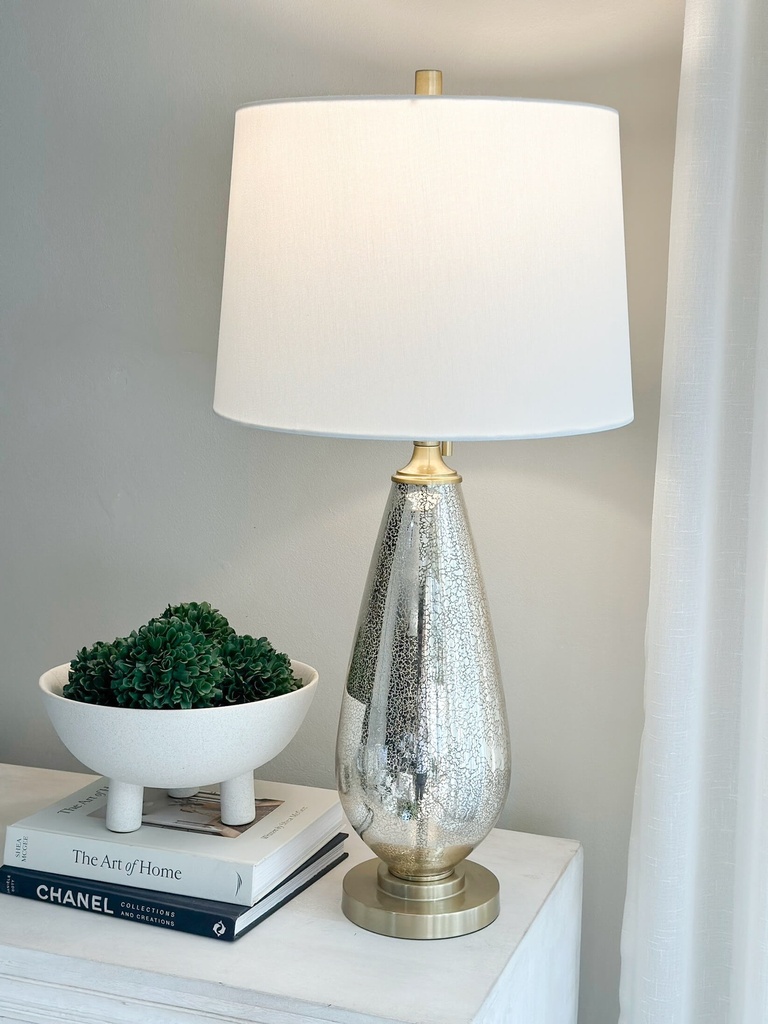 Lampara de Mercury glass plateada y dorada