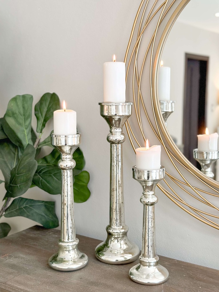 Set de 3 candelabros grandes de mercury glass