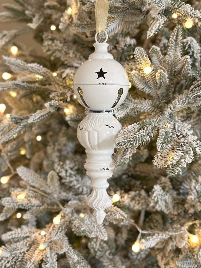 Ornamento largo blanco de metal