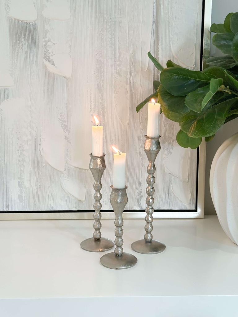 Set de 3 candelabros plateados