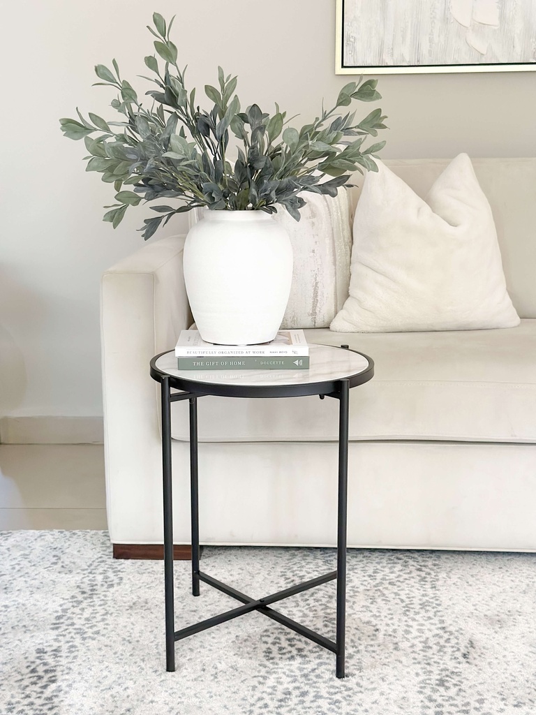 Mesa auxiliar negra top de piedra