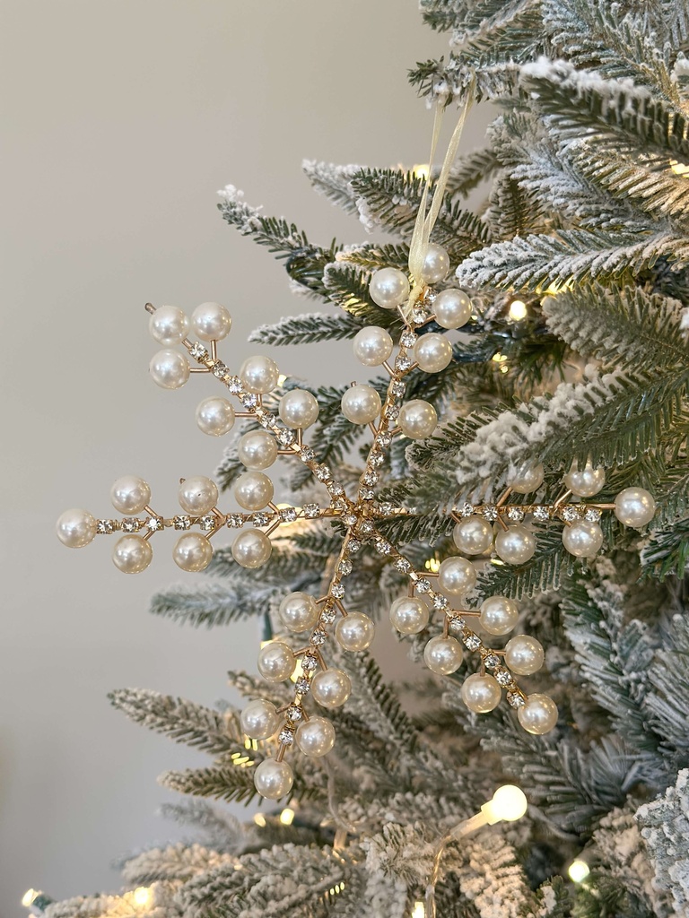Snowflakes dorado con perlas