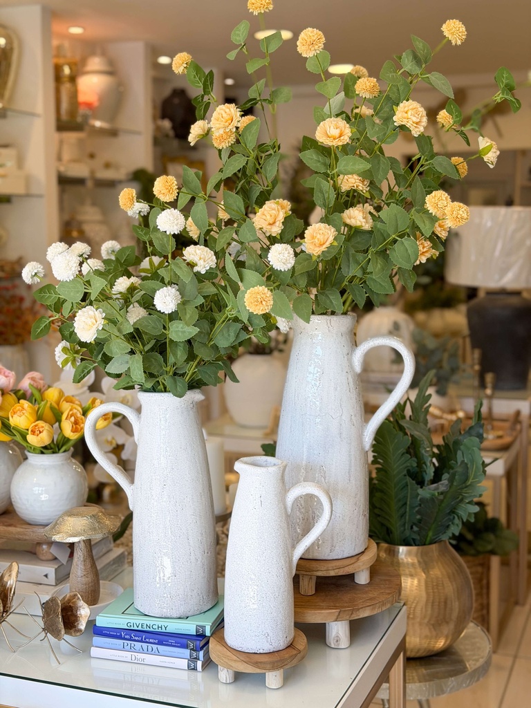 Jarrones blancos craqueleado tipo pichel (3 Tamaños)