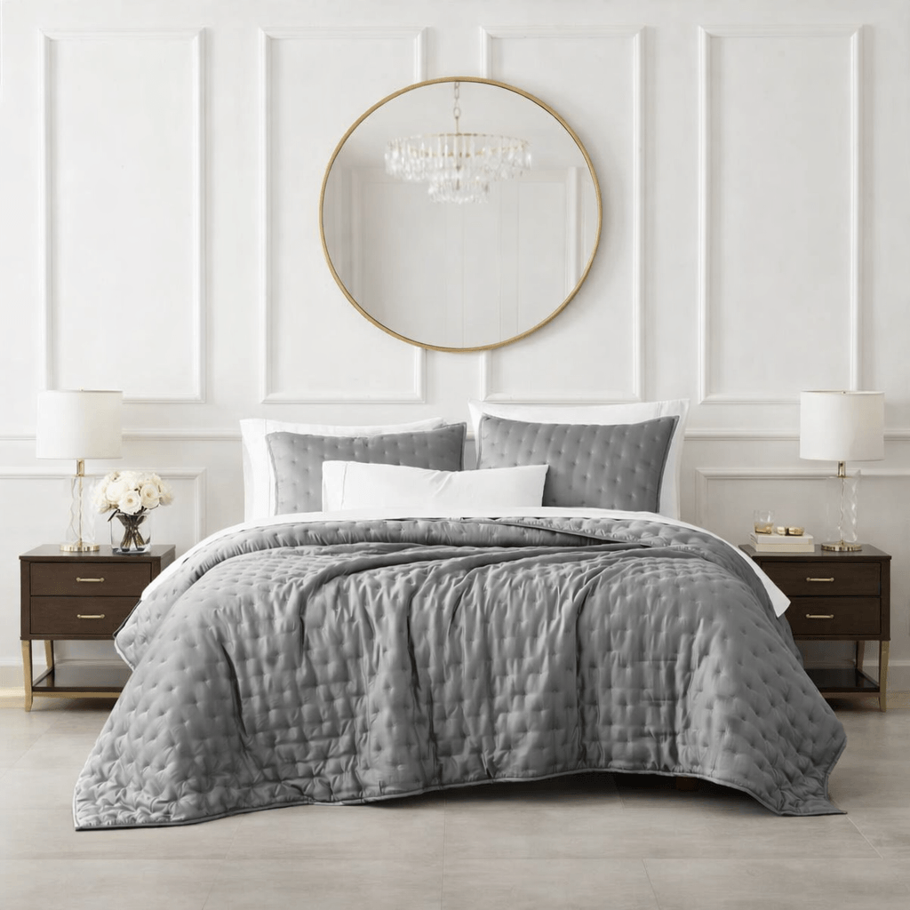 Bamboo Quilt Set Gris Oversized