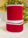 Rollo de cinta velvet roja orilla blanca (2 Tamaños)