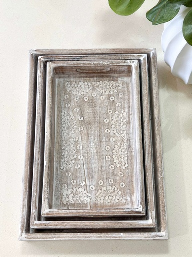 Bandejas de madera con textura (3 tamaños)