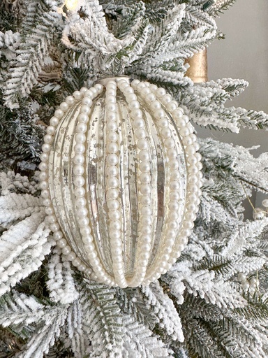 [55325B] Ornamento ovalado de mercury con perlas