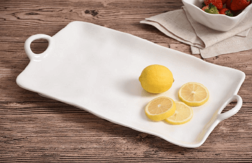 Plato blanco rectangular melamina (2 Tamaños)