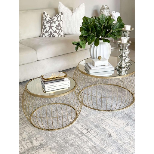 Set de 2 Mesas Redondas Espejadas