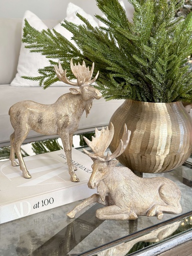 [94364] Set de 2 alces dorados