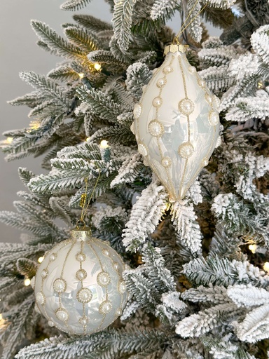 [4222818] Set de 2 esferas grisesitas de perlas y escarcha