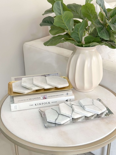 Set de 4 vaseras de marmol hexagonal (2 Opciones)