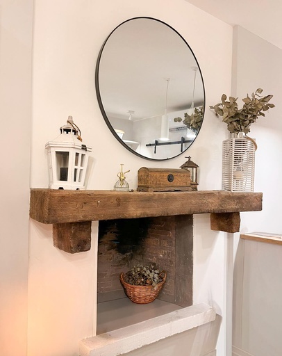 Espejo redondo marco negro