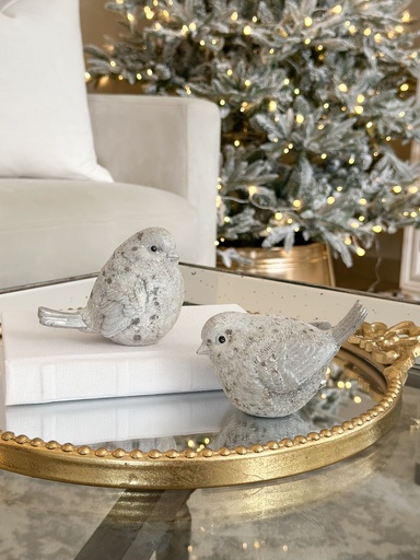 [RH351] Set de 2 pajaros antique nevados