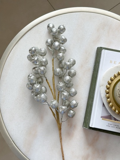 [SA10219] Rama de berry plateada escarchada