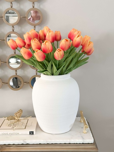 Bunch de 7 Tulipanes rojo y naranja
