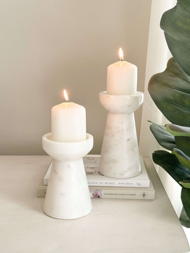 [92069] Set de 2 candelabros de marmol