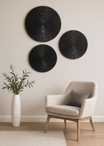 [53562] Set de 3 discos de madera negros