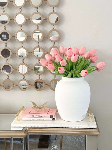 [41005] Azafate de marmol agarradera dorada