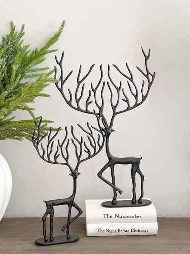 [Osw237381 + Osw237382] Set de 2 venados negros de metal