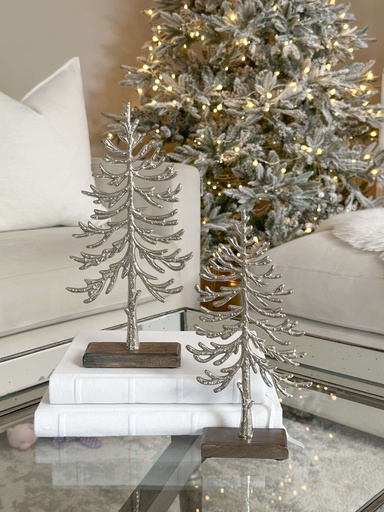 Arbol plateado base madera (2 tamaños)
