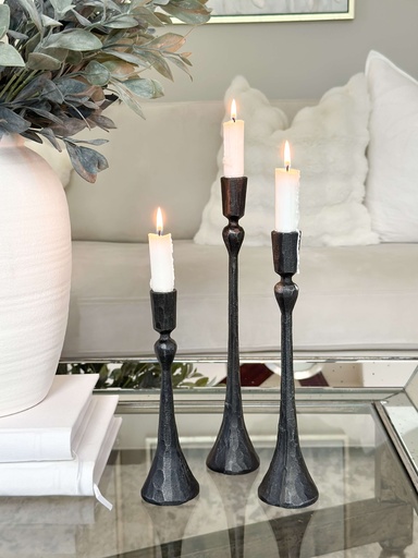 [4502292] Set de 3 Candelabros negros Victoria